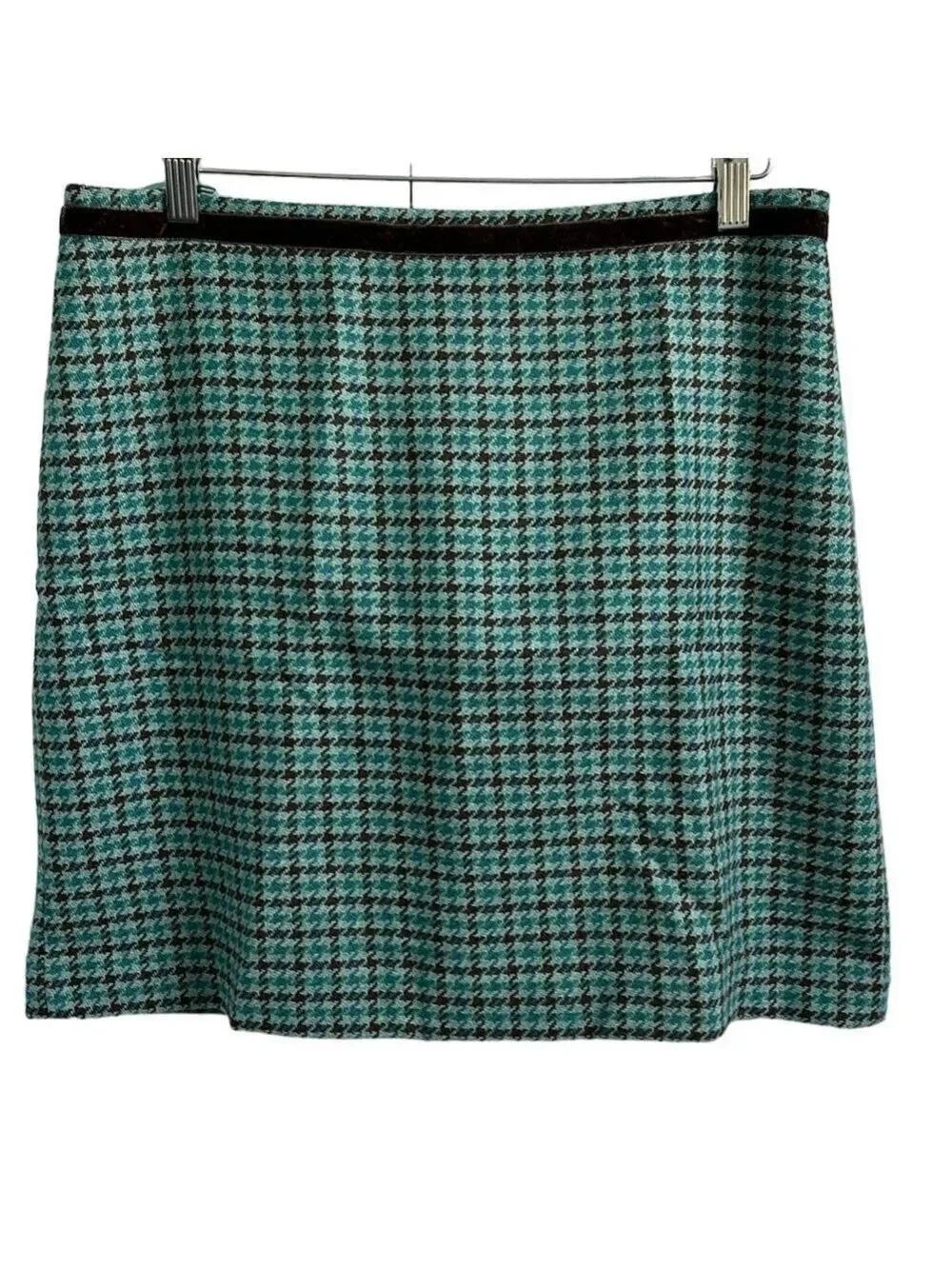 Banana Republic Turquoise Plaid Wool Mini Skirt Size 8